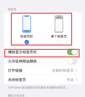 谢家集iPhone授权维修分享Safari浏览器如何切换标签栏位置 